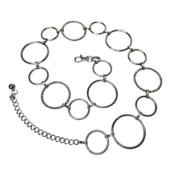 Chain Belt Loop Style Link Women's Silver Tone Rope Accent Accessory Shiny OS - Picture 1 of 4